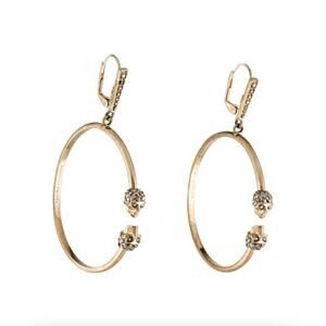 Alexander McQueen Twin Skull Crystal Hoop Earrings